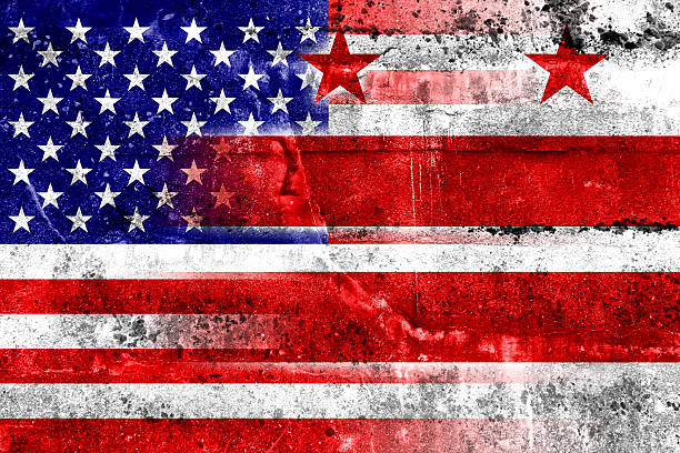 istock USA and Washington DC Flag painted on grunge wall 519134525