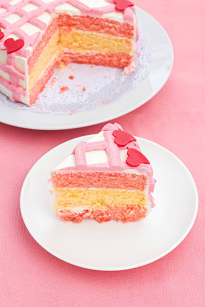 istock Vanilla cake with cream on white plate. 519156234