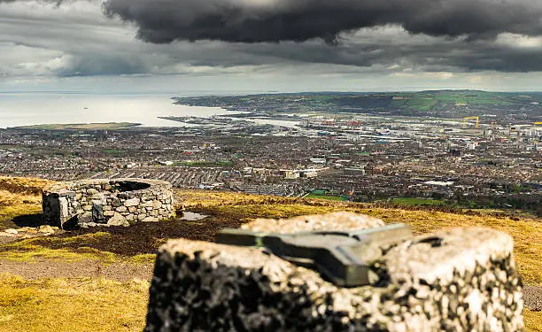 View over Belfast Docks from the summit of Black Mountain.