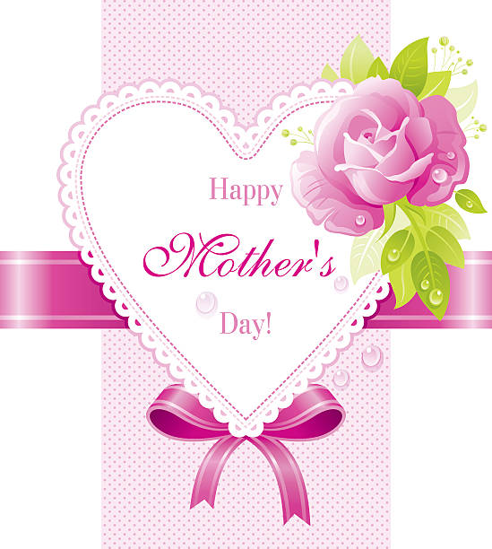 illustrazioni stock, clip art, cartoni animati e icone di tendenza di romantico cuore con pizzo rosa per la festa della mamma - mothers day flower single flower purple