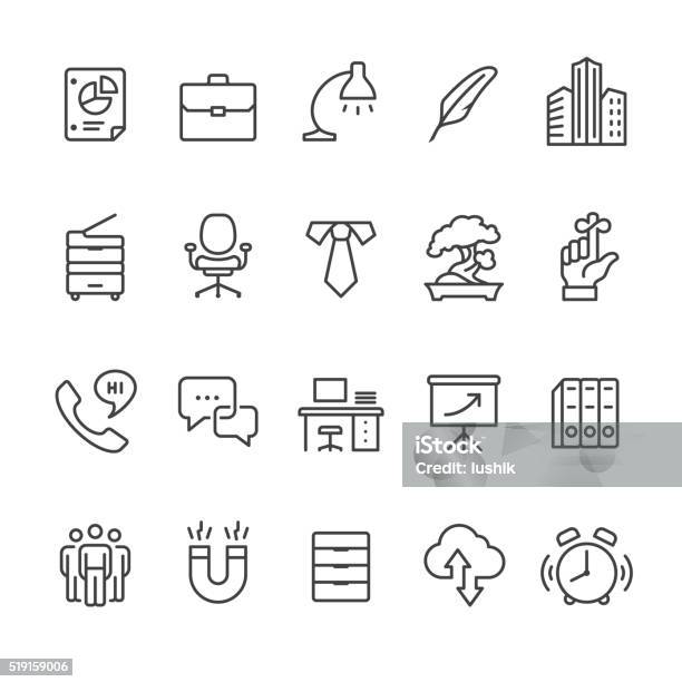 Workplace And Office Vector Icons Stock Illustration - Download Image Now - Icon Symbol, Office, Desk