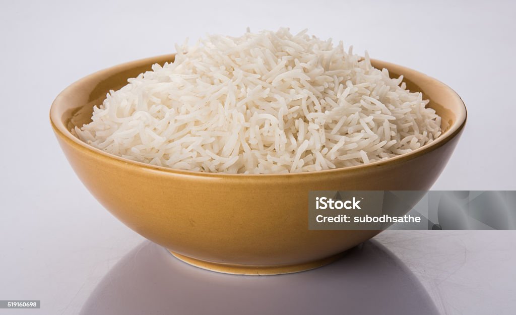 cooked plain basmati rice, white rice indian basmati rice, pakistani basmati rice, asian basmati rice, cooked basmati rice, cooked white rice, cooked plain rice in ceramic bowl Basmati Rice Stock Photo