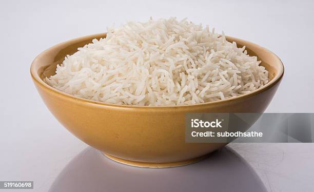 Cooked Plain Basmati Rice White Rice Stock Photo - Download Image Now - Basmati Rice, Boiled, Bowl