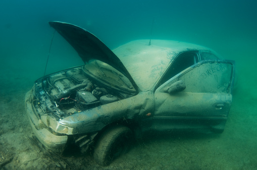 Hemmoor, Underwater, Car, Car Wreck, Chalk Lake