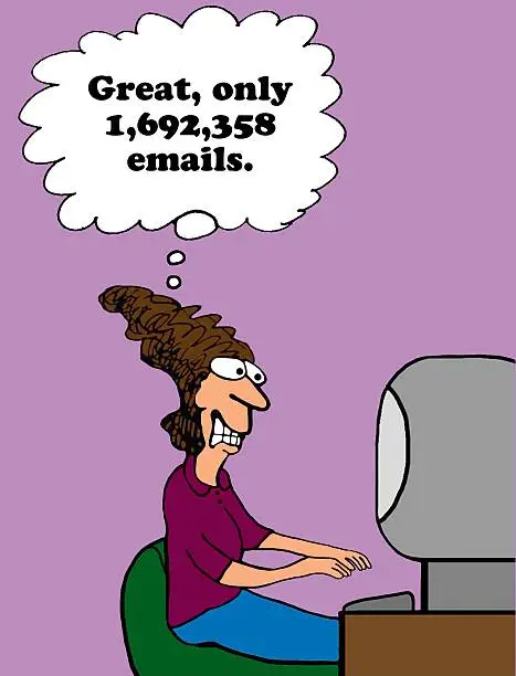 Business cartoon about email overload.