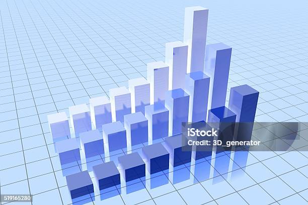 3d Business Chart Stock Photo - Download Image Now - Analyzing, Bar Graph, Blue Background