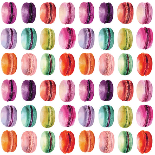 illustrations, cliparts, dessins animés et icônes de macaron aquarelle motif uniforme - macaroon french culture dessert food