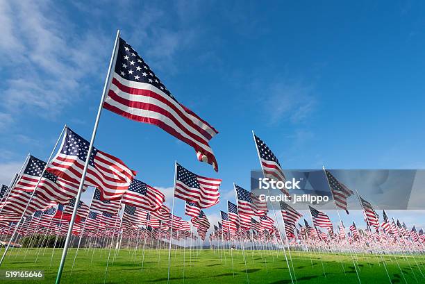 Field Of American Flags Stock Photo - Download Image Now - US Memorial Day, Backgrounds, Flag
