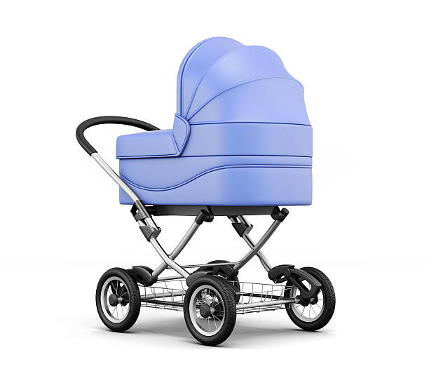istock Retro baby stroller isolated on white background. 3d rendering 519167484