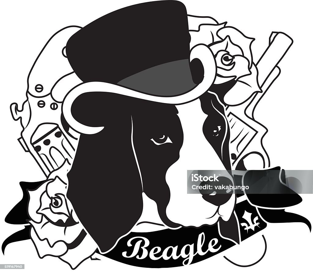 Beagle Portrait. Isolated Vector Illustration Beagle Portrait. Emblem of a Dog in Black and White Animal stock vector