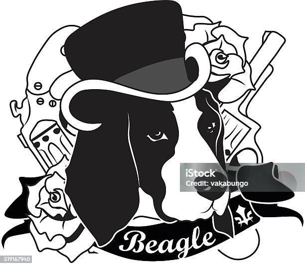 Beagle Portrait Isolated Vector Illustration Stock Illustration - Download Image Now - Animal, Animal Body Part, Animal Ear