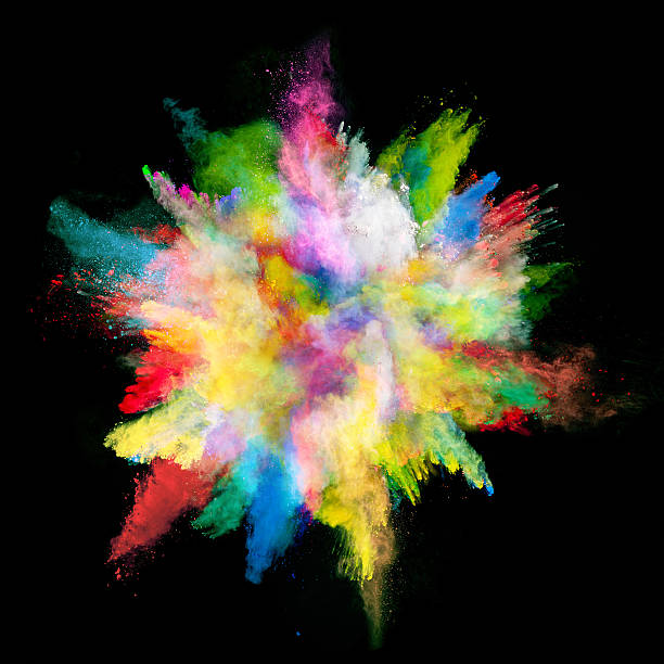 istock Explosion of colored powder on black background 519168558