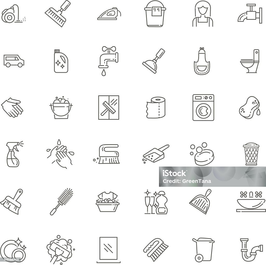 cleaning icons outline icons Icon Symbol stock vector