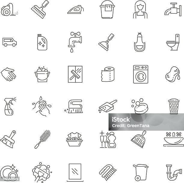 Cleaning Icons Stock Illustration - Download Image Now - Icon Symbol, Cleaning Sponge, Bath Sponge