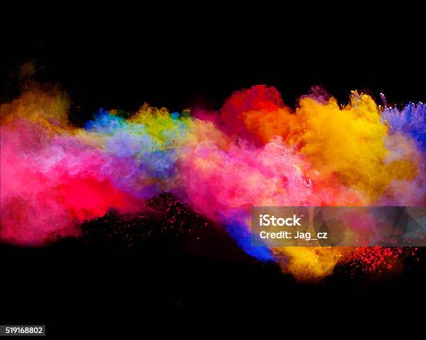 Explosion Of Colored Powder On Black Background Stock Photo - Download Image Now - Creativity, Multi Colored, Abstract