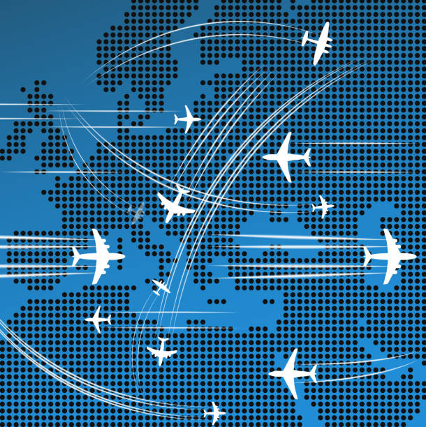 istock Airplanes flying over the abstract map of europe 519168971