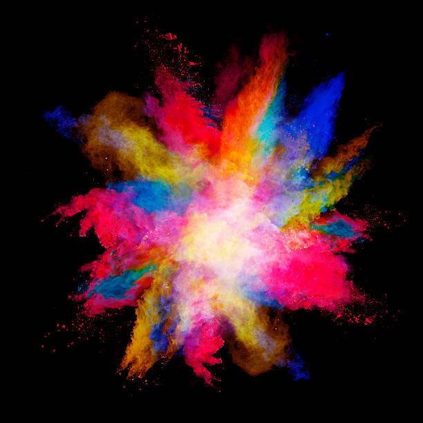 istock Explosion of colored powder on black background 519169100