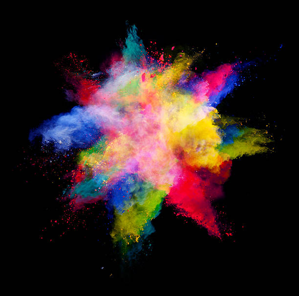 istock Explosion of colored powder on black background 519169168