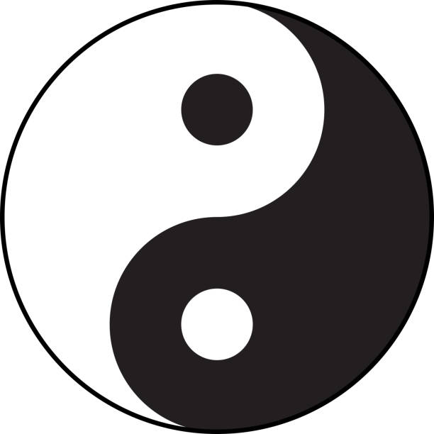 ilustrações de stock, clip art, desenhos animados e ícones de ying-yang de harmonia de símbolo e equilíbrio.  flat style. - tao