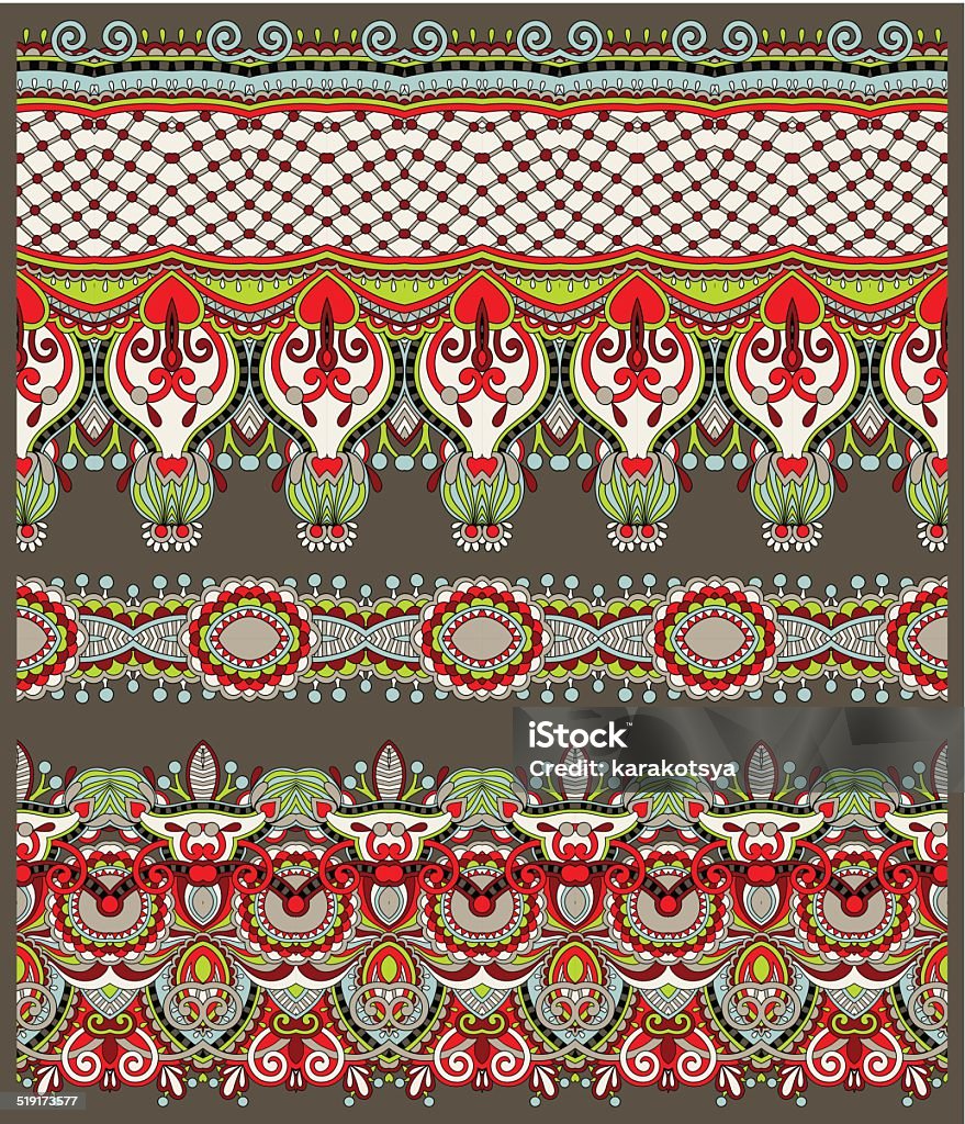 Pasifica Border Patterns Seamless Ethnic Floral Paisley Stripe Pattern Border Set Stock ...