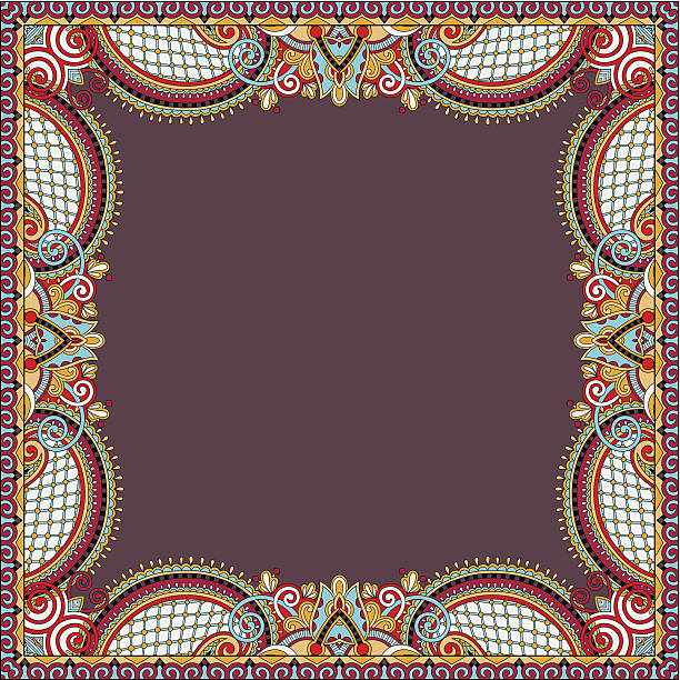 istock floral vintage frame, ukrainian ethnic style. Vector illustratio 519173615