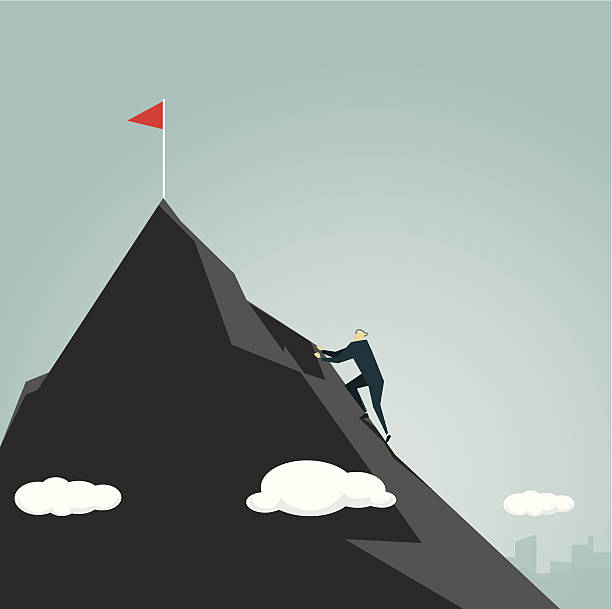 챌린지 - mountain climbing climbing mountain clambering stock illustrations