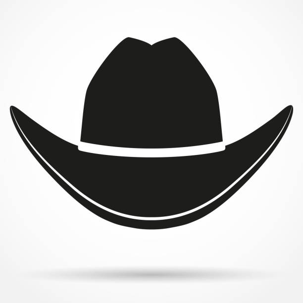 sylwetka symbol kapelusz kowbojski.  ilustracja wektorowa - cowboy hat illustrations stock illustrations