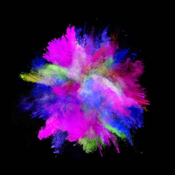 istock Explosion of colored powder on black background 519182472