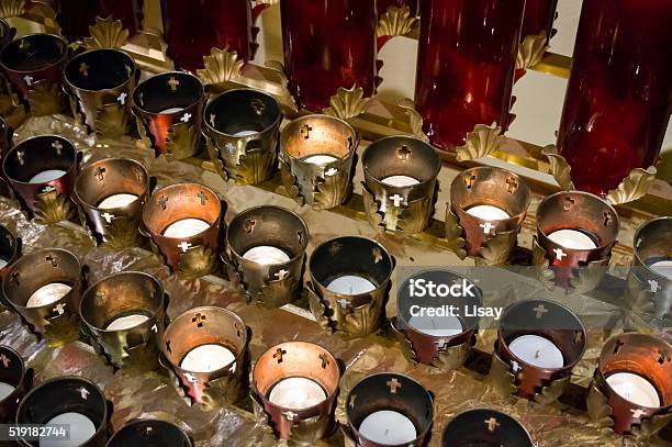 Votive Candles Stock Photo - Download Image Now - Burning, Candle, Catholicism