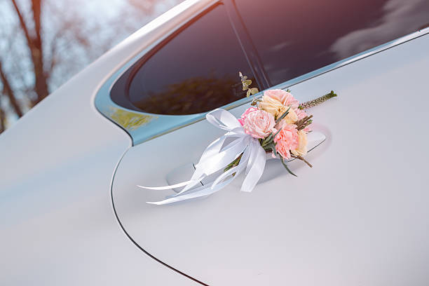 istock Luxury wedding car decorated with flowers 519183204