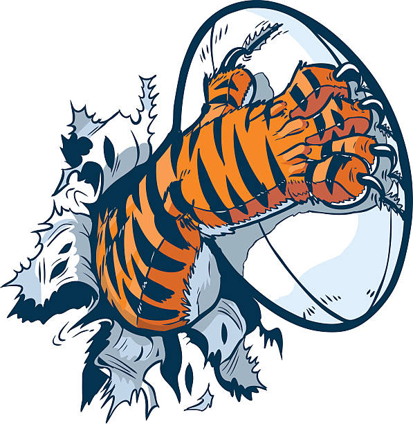 Tiger Paw Gripping Rugby Ball Ripping Out Of Background Stock Illustration - Download Image Now - iStock Tiger Paw Gripping Rugby Ball Ripping Out Of Background Stock Illustration - Download Image Now - iStock