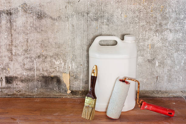 istock Repairing room old concrete wall, dirty brown floor and tools 519184338