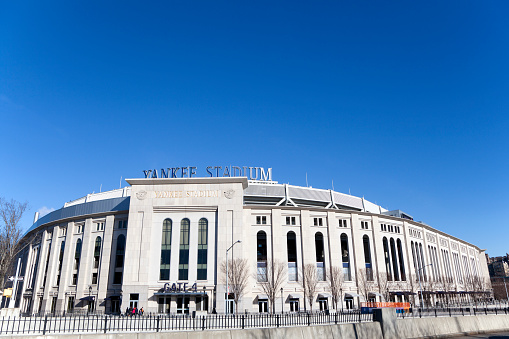 New York, NY, January 27, 2013: Yankee Stadium: Yankee Stadium is a facility used mainly for baseball. It is at the northwest corner of 161st Street and River Avenue in The Bronx, New York City. It is the home ballpark for the New York Yankees of Major League Baseball. 