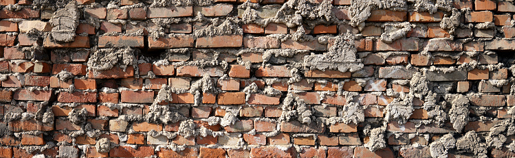 Wall made of bricks in an industrial area in Magdeburg