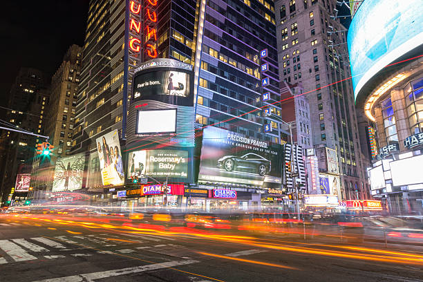 istock Car Light Trails at Rush Hour,Times Square, New York 519184758