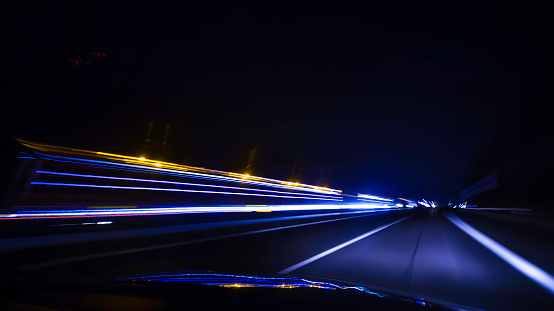 high speed on the highway at night