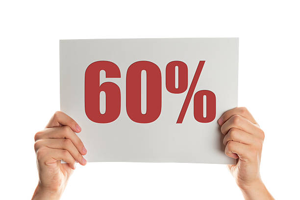 istock Hand holding a banner with the words 60 percent 519189374