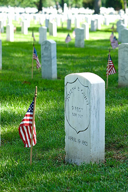 zbliżenie, wojny secesyjnej nagrobek na narodowy cmentarz w arlington - arlington national cemetery tombstone arlington virginia cemetery zdjęcia i obrazy z banku zdjęć