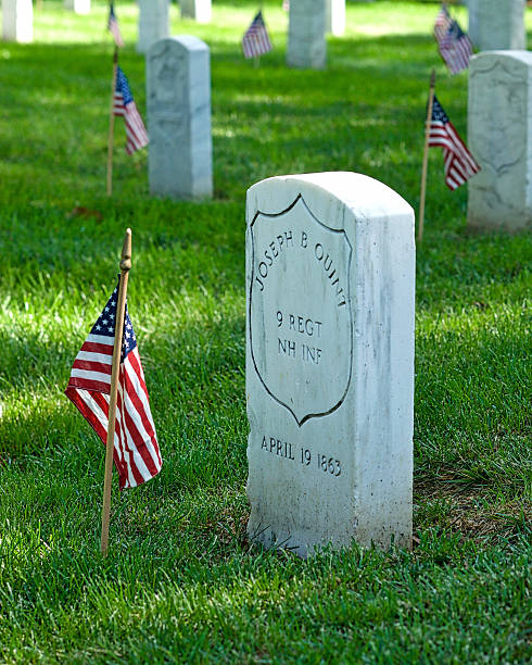 gros plan, à la guerre civile de tombstone, au cimetière national d'arlington - arlington national cemetery tombstone arlington virginia cemetery photos et images de collection