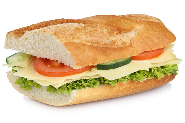 istock Sub sandwich baguette with cheese for breakfast isolated 519190536