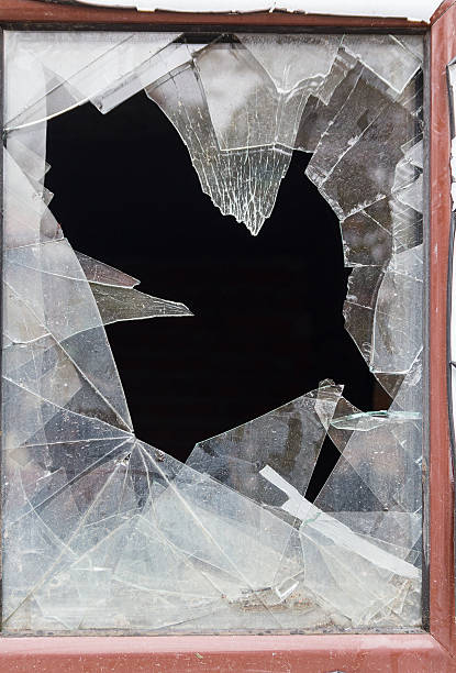 istock Broken glass in the close-up window 519191370