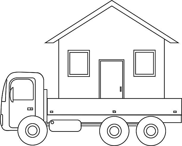 contour icon contour icon vehicle transports the house trailer home stock illustrations