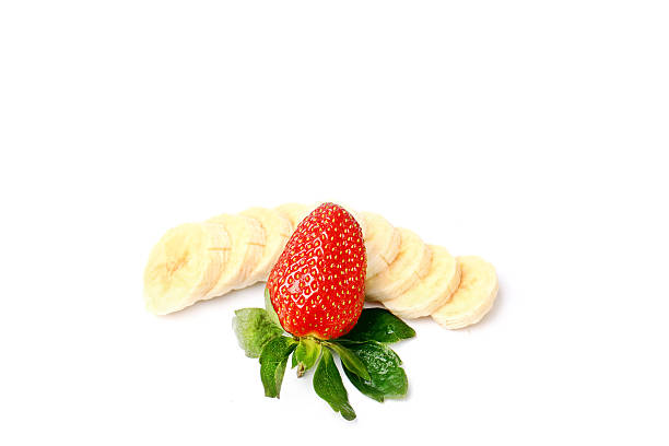 istock Strawberry Banana peeled isolated on white background 519194380