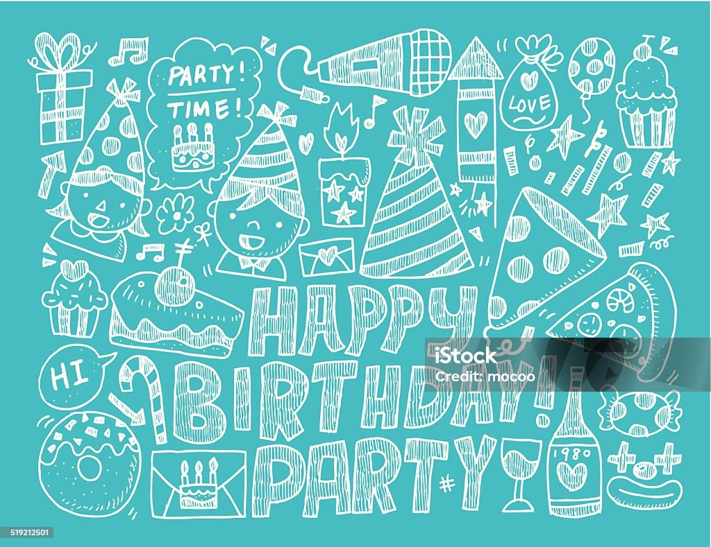 Doodle Birthday party background Animal Markings stock vector