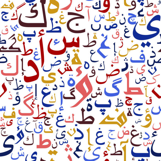 illustrazioni stock, clip art, cartoni animati e icone di tendenza di arabo seamless pattern di script - arabic script