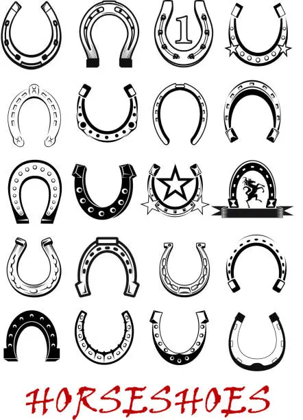 Vector illustration of Isolated horseshoe symbols set