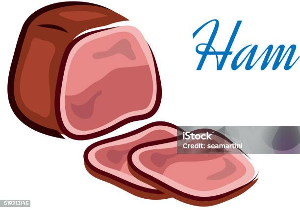 Pieces Of Ham Stock Illustration - Download Image Now - Appetizer, Beef, Bratwurst