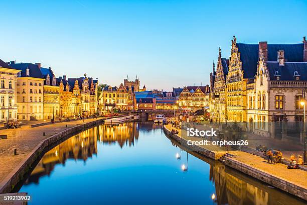 Panorama View Of Ghent Canal In Belgium Stock Photo - Download Image Now - Belgium, Ghent - Belgium, City