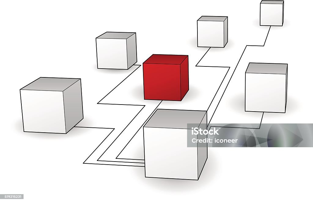 Hintergrund mit Würfel und Verbindungen - Lizenzfrei Abstrakt Vektorgrafik