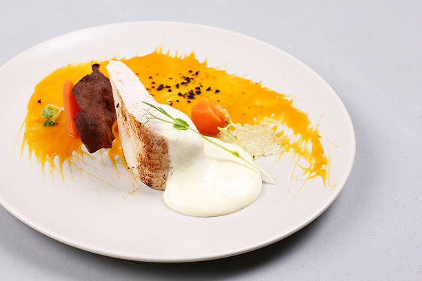istock chicken breast with vegetables on a white plate. 519216698